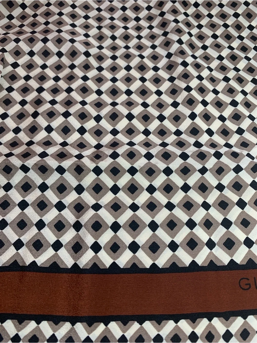 Givenchy Geometric Silk Scarf in Brown, Black & Cream
